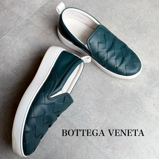 Bottega Veneta Maxi Intrecciato Sneakers Slip-on Leather Men 44 29cm (11.42in)