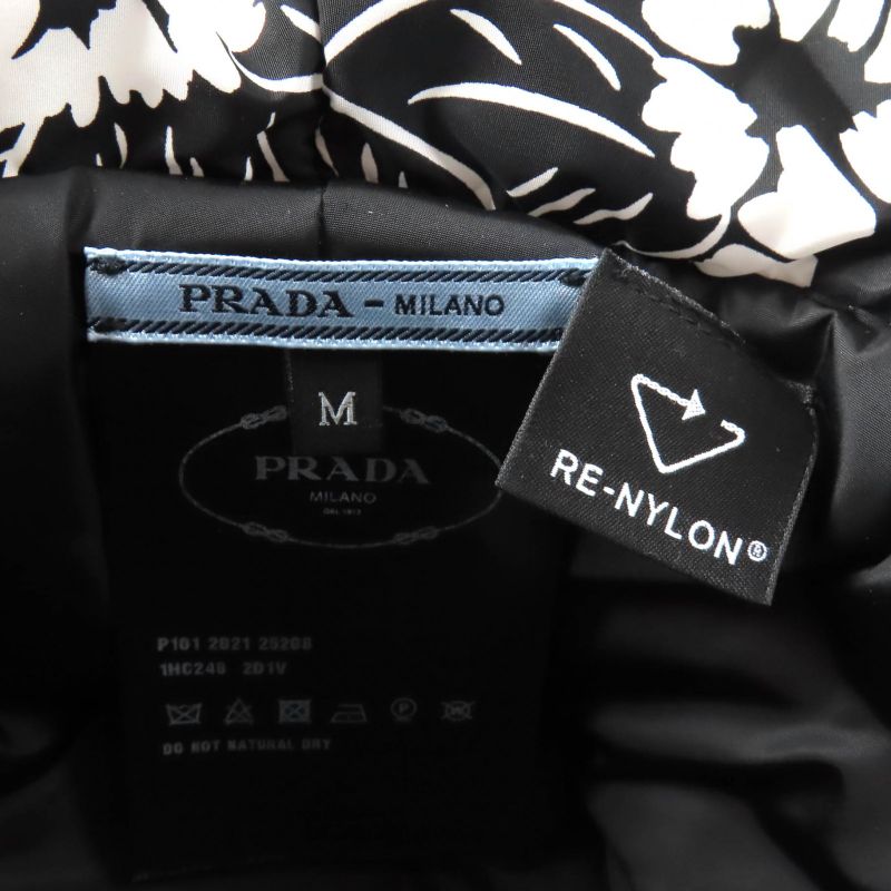 Prada 2021 1hc248 Re Nylon Floral Pattern Bucket Hat With Triangle Logo Plate