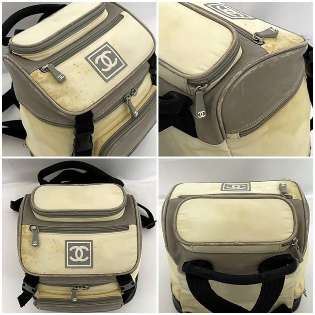 Chanel Backpack Gray White Black Sport A03595 With A Reason