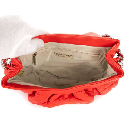 Chanel Chain Round Red Calfskin Leather A