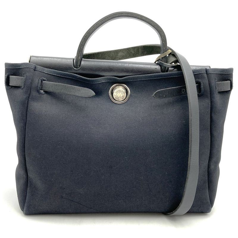 Hermes Yale Bag PM Canvas 2WAY Replaceable Shoulder Bag Handbag Black Ladies Men