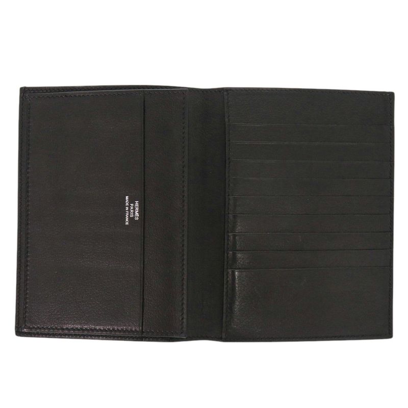 Hermes Vaubourg Grain Black Card Case Black 0684 Hermes