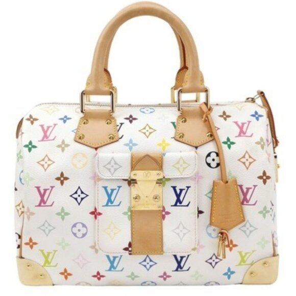 Louis Vuitton Multicolor Speedy 30 Monogram Sac Hand Bag White Gold