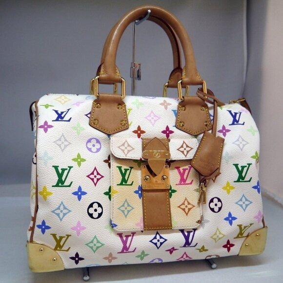 Louis Vuitton Multicolor Speedy 30 Monogram Sac Hand Bag White Gold