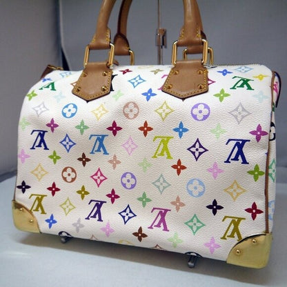 Louis Vuitton Multicolor Speedy 30 Monogram Sac Hand Bag White Gold