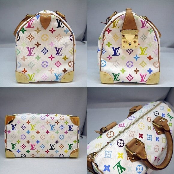 Louis Vuitton Multicolor Speedy 30 Monogram Sac Hand Bag White Gold