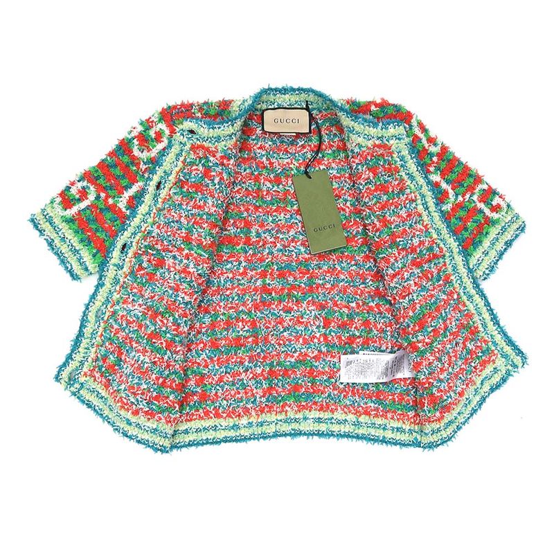 Gucci Cardigan Tweed XS Size Multicolor - 691588 Short Sleeve Button