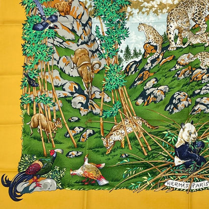 Hermes Carre 90 Sichuan Silk Scarf Yellow