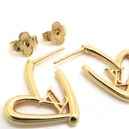 Louis Vuitton Book De Reuil Heart Fallen Love PM Earrings M00463 Gold Color GP