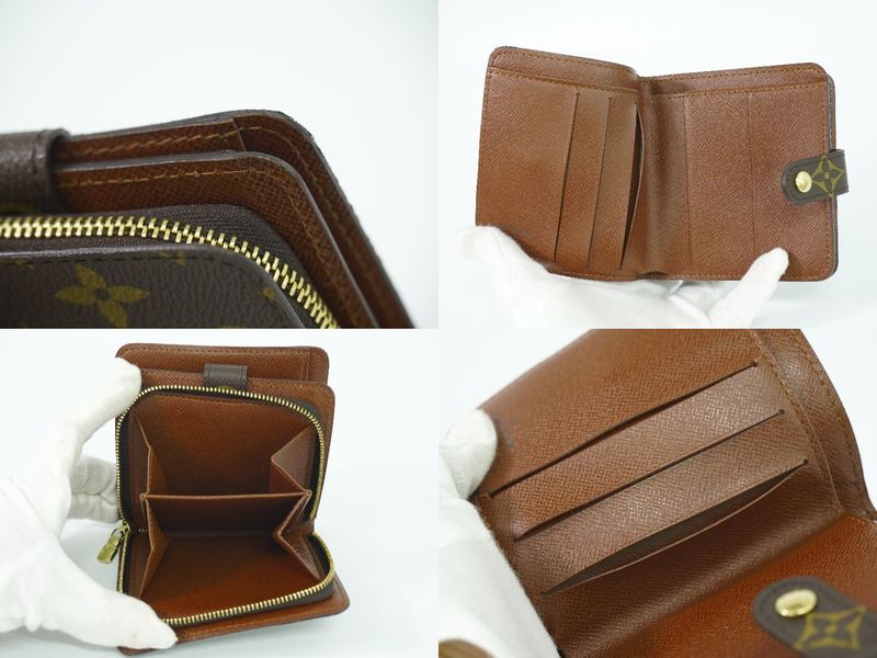 Authentic Louis Vuitton LV Compact Zip Monogram Fold Wallet Brown M61667