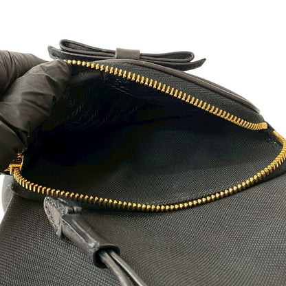 Prada Duet Logo Canvas Leather Drawstring 2-Way Handbag Shoulder