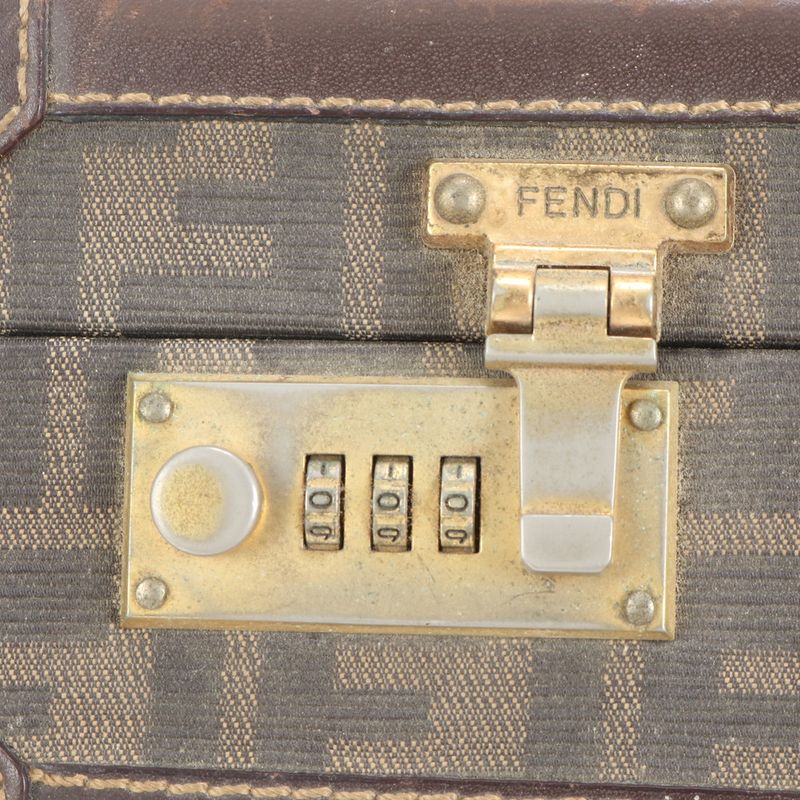 Vintage Fendi Zucca Leather Attache Case Hard Case Business Briefcase Business