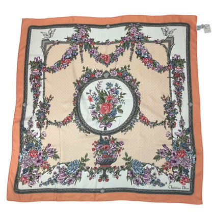 Christian DIOR Scarf Silk Floral Pattern With Box