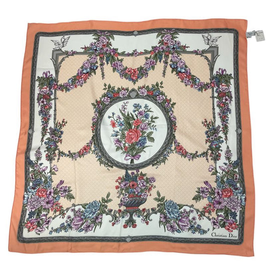 Christian DIOR Scarf Silk Floral Pattern With Box