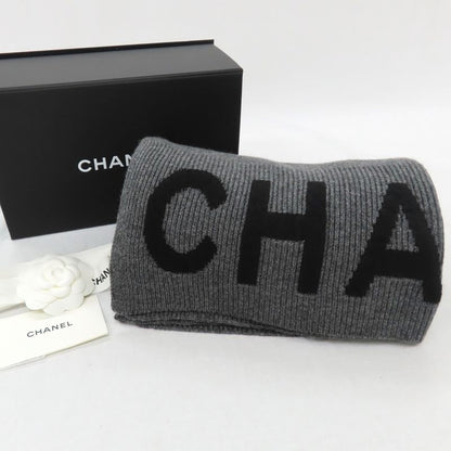 Chanel Shawl Aaa623 Gray-×black 2025 Cruises Cashmere Logo Simple