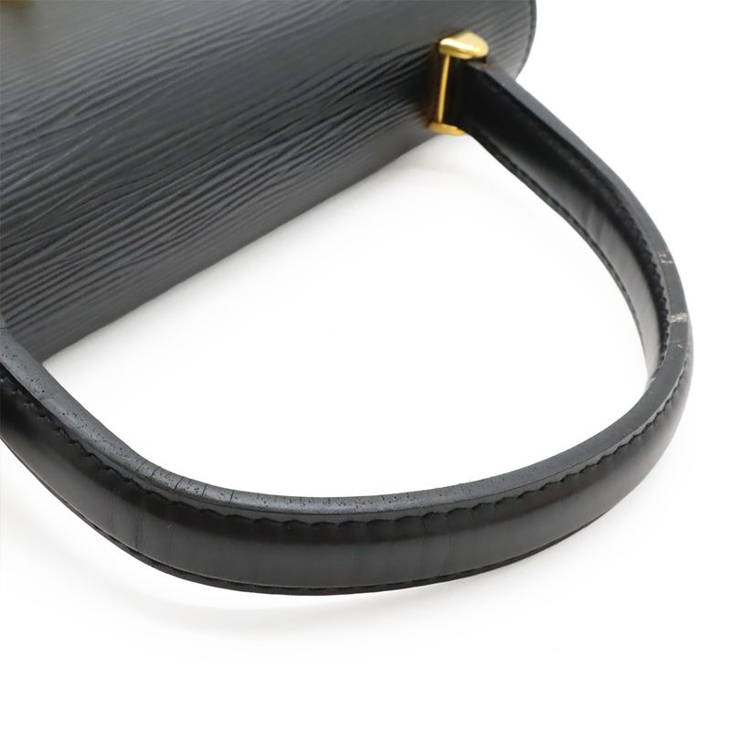 Louis Vuitton Epi Malesherbes Handbag Flap Bag Leather Noir Black Gold Hardware