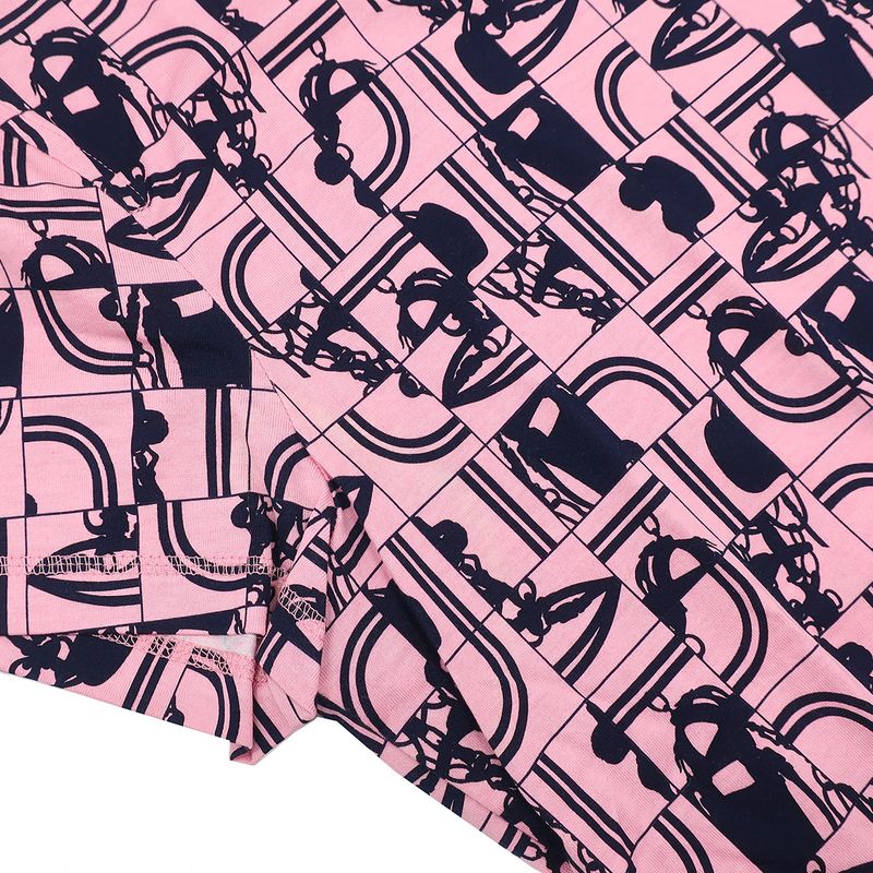 Hermes Short Sleeve T-Shirt Total Cotton Pink and Navy 34 Navy Blue [brides de