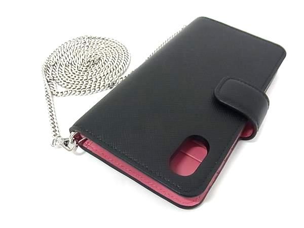 Prada Maria Saffiano Leather Iphone X/XS Phone Case In Black Bj6599