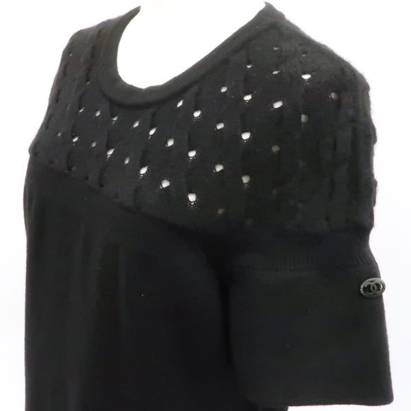 Chanel Knit Dress P46849 Cashmere Blend #38 Mini Length Black Chanel