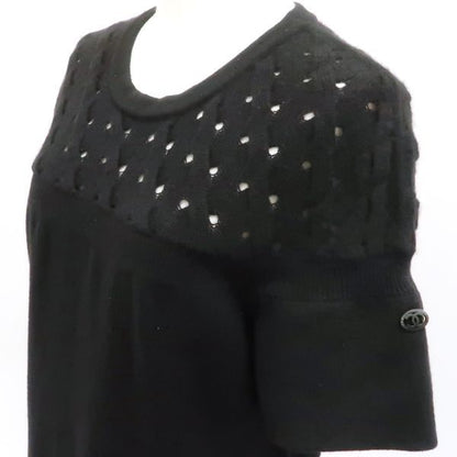 Chanel Knit Dress P46849 Cashmere Blend #38 Mini Length Black Chanel