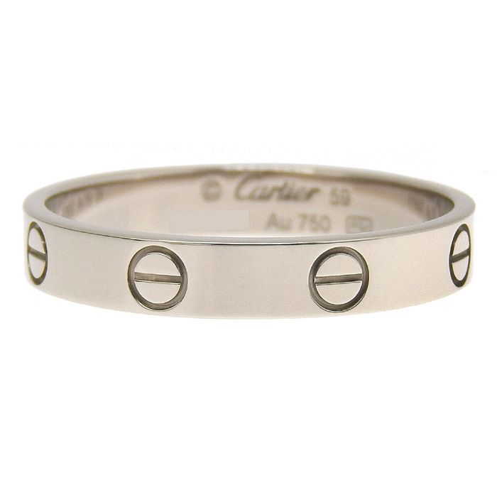 Cartier Mini Love Ring 18K White Gold 750 White Gold #59 Equivalent To #59 19