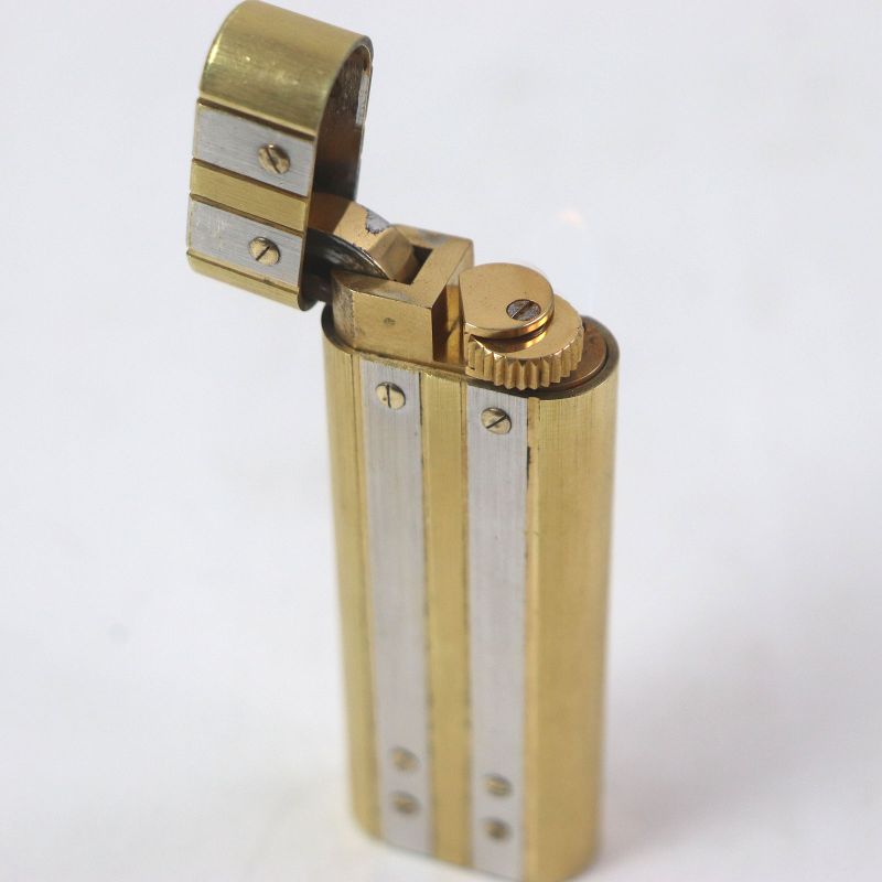 Cartier Santos De Cartier Oval Roller Type Smoking Accessory Gas Lighter Silver