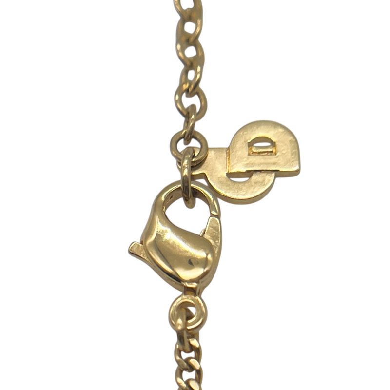 Christian DIOR Necklace Plated Metal Plated Metal Rhinestone CD Logo Gold