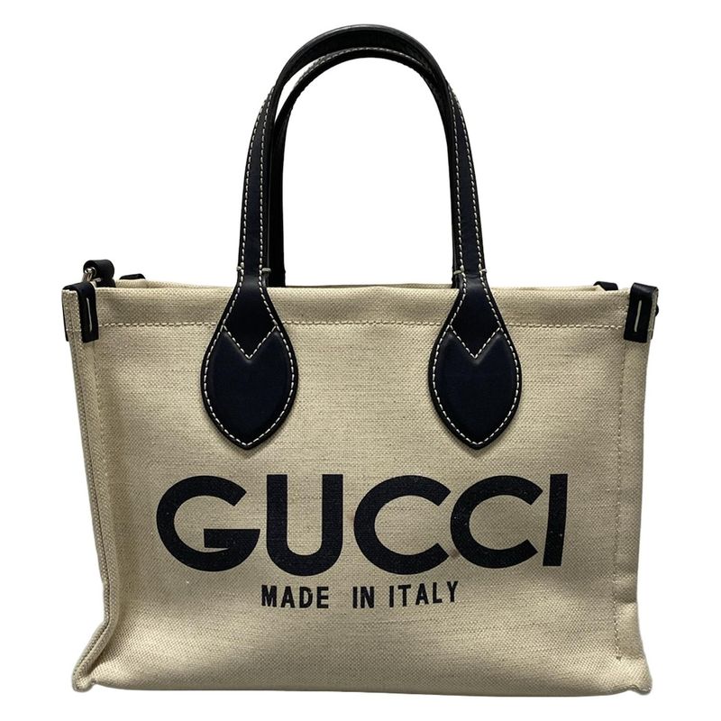 Gucci Tote Bag Gucci Print Small Tote Bag 772144 Ivory And Dark Navy Cotton