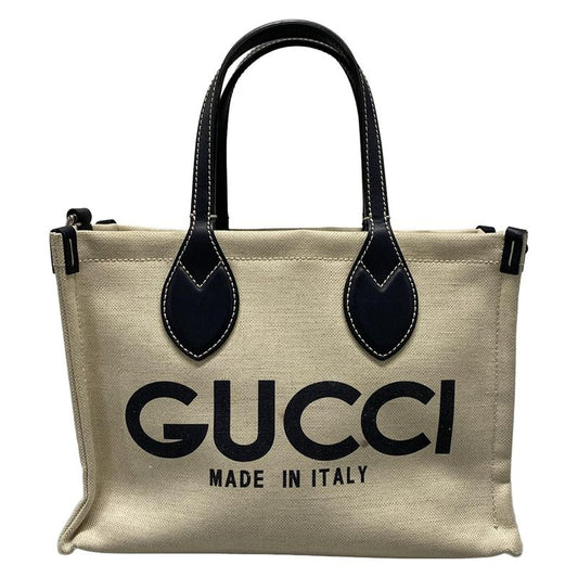 Gucci Tote Bag Gucci Print Small Tote Bag 772144 Ivory And Dark Navy Cotton
