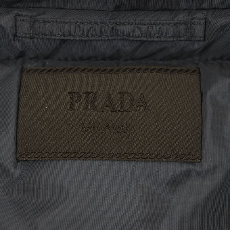 Prada 20AW Sgh047 Triangle Logo Triangle Plate Hooded Double Zip Up Down Coat