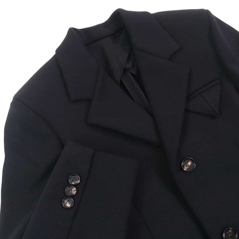 Bottega Veneta 2021 668813 V Logo Button Wool Single Coat Black 38 Made In