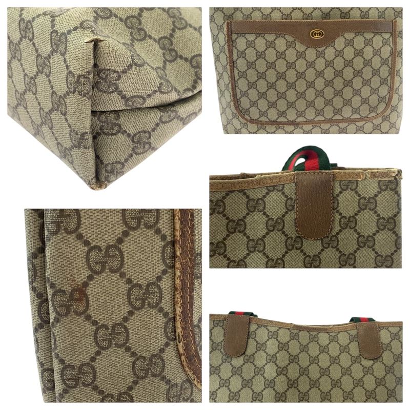 Gucci Vintage Old Gucci Sherry Line Beige Brown GG Supreme Canvas 39 02 003