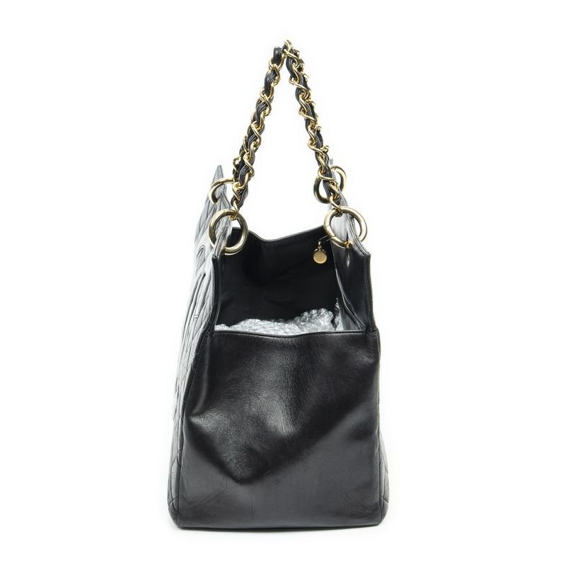 Chanelgst Tote Bag Black Matelasse Lambskin Leather A