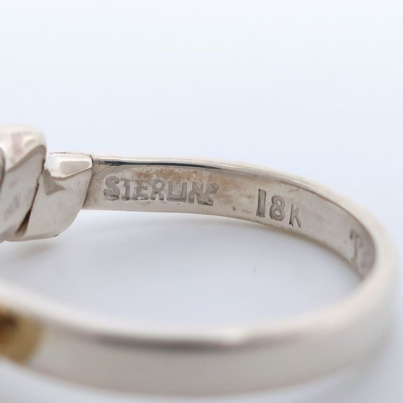 Tiffany & Co Love Knot Silver 925 X 18K Yellow Gold #7 Ladies 2.7g Ring