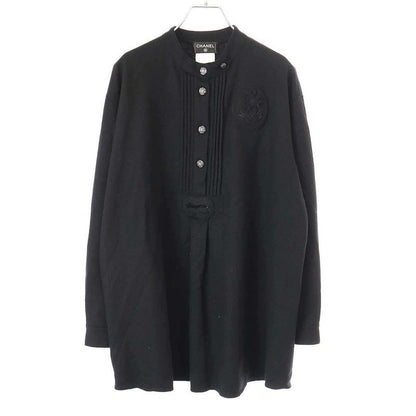 Chanel Flower Patch Pullover Wool Felt Shirt Top P52071k06688 Black 38
