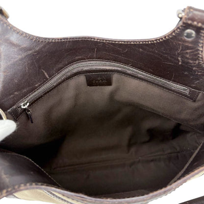 Gucci 114875 Sherry Line Interlocking G Handbag Brown Beige GG