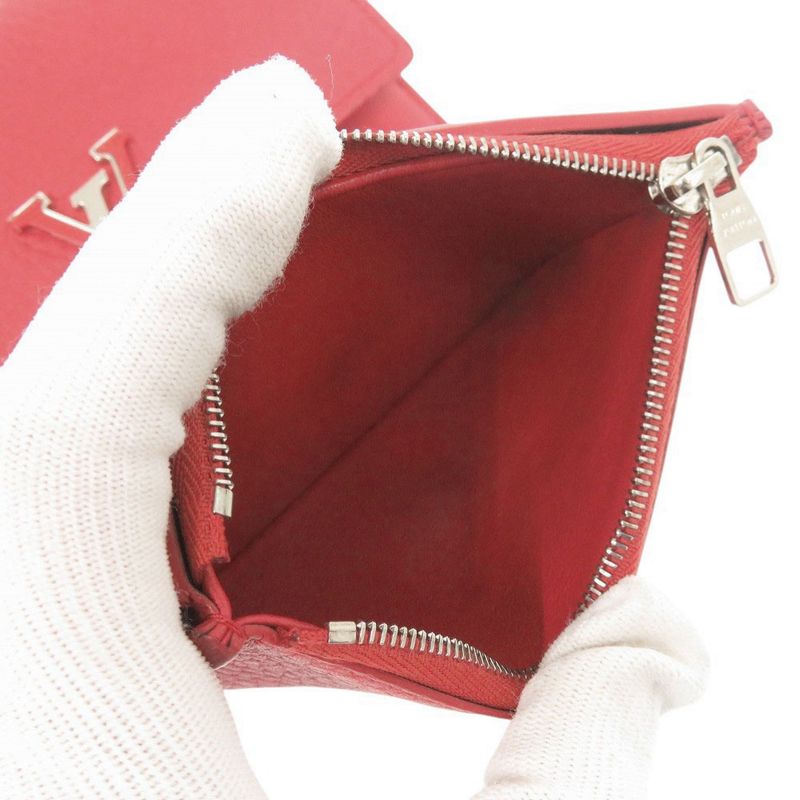 Louis Vuitton Portefeuille Capucino Compact M62158 Leather Red Trifold Wallet
