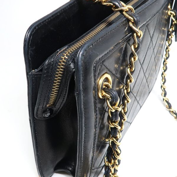 Chanel Chain Bag Black Matelasse Fringe Shoulder Bag Vintage No 1 Card Included