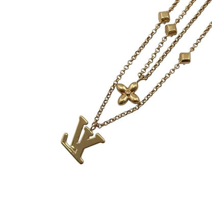 Louis Vuitton Necklace Lady LV M01845 Monogram Flower Rhinestone Strass Gold