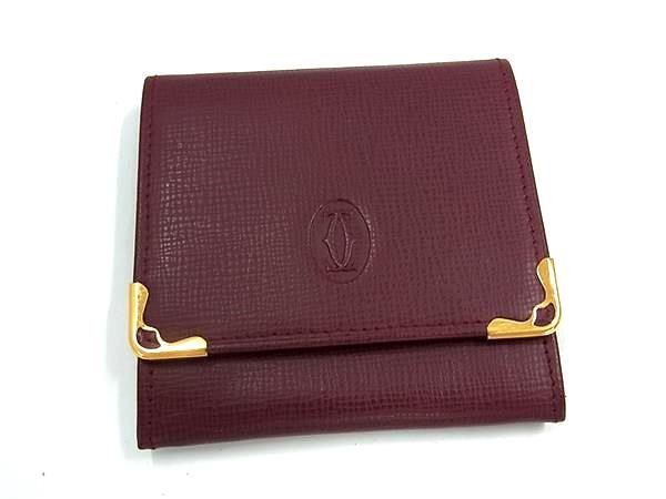 Cartier Must Line Leather Coin Case Coin Purse Ladies Men's Bordeaux Fj9163