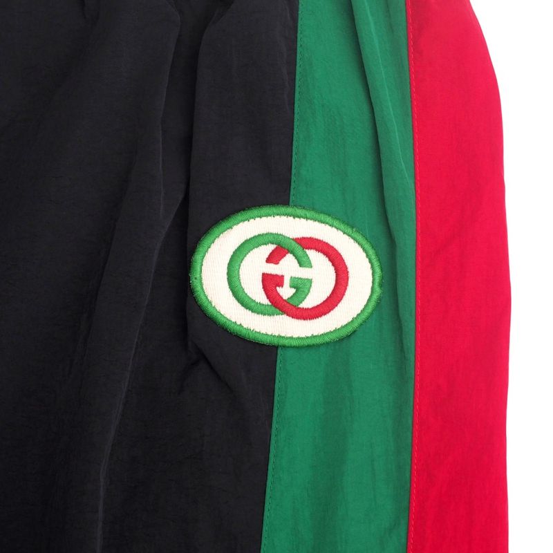 Gucci Oversized Nylon Track Pants Size S Sideline Webline GG Logo Patch Made In
