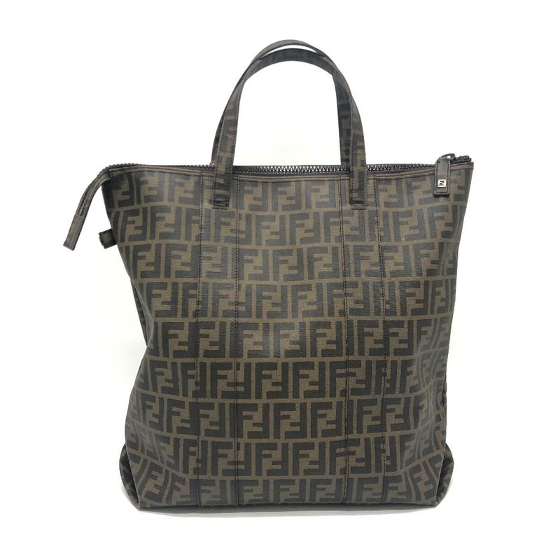 Fendi Tote Bag Zucca Pattern 7va196 PVC Brown
