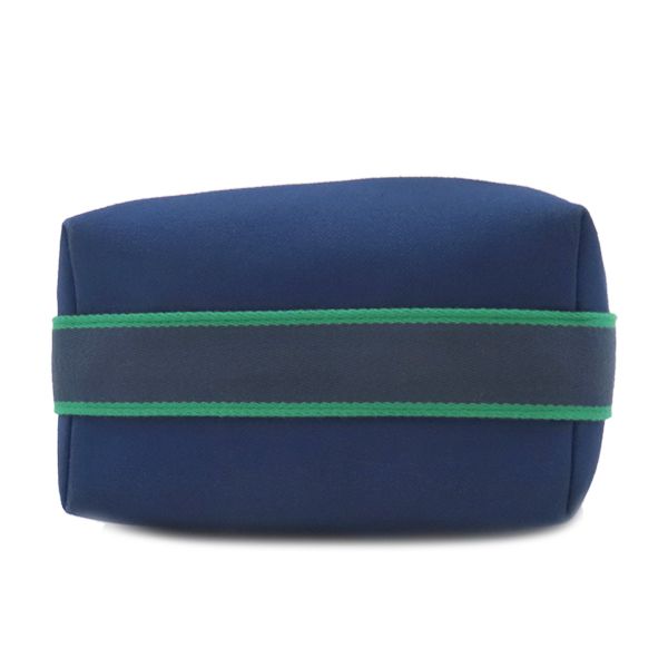 Hermes Pouch Brid a Black PM Toile Ash Marine Silver Hardware Navy Blue Handbag