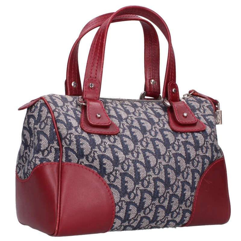 Christian Dior Trotter Pattern Leather Switched Mini Boston Bag Women's