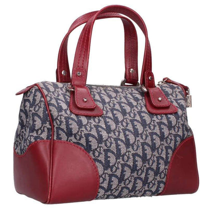 Christian Dior Trotter Pattern Leather Switched Mini Boston Bag Women's