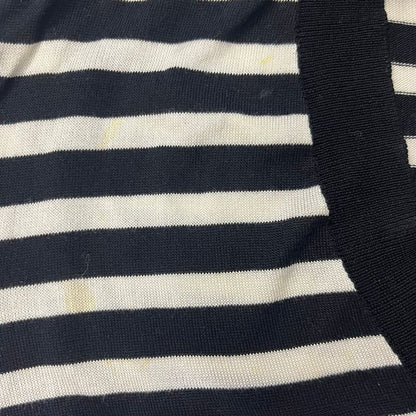 Louis Vuitton 15aw V-Neck Silk Striped Knit Sweater White Black S