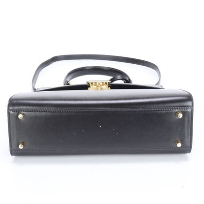 Prada Leather 2WAY Shoulder Bag Crossbody Hand Tote Genuine Leather Black Gold