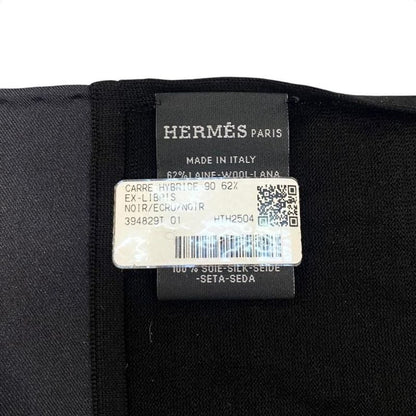 Hermes Scarf Carré H Hybrid 90 Ex-Libris Ecru Noir Black Hybride Ex-Libris