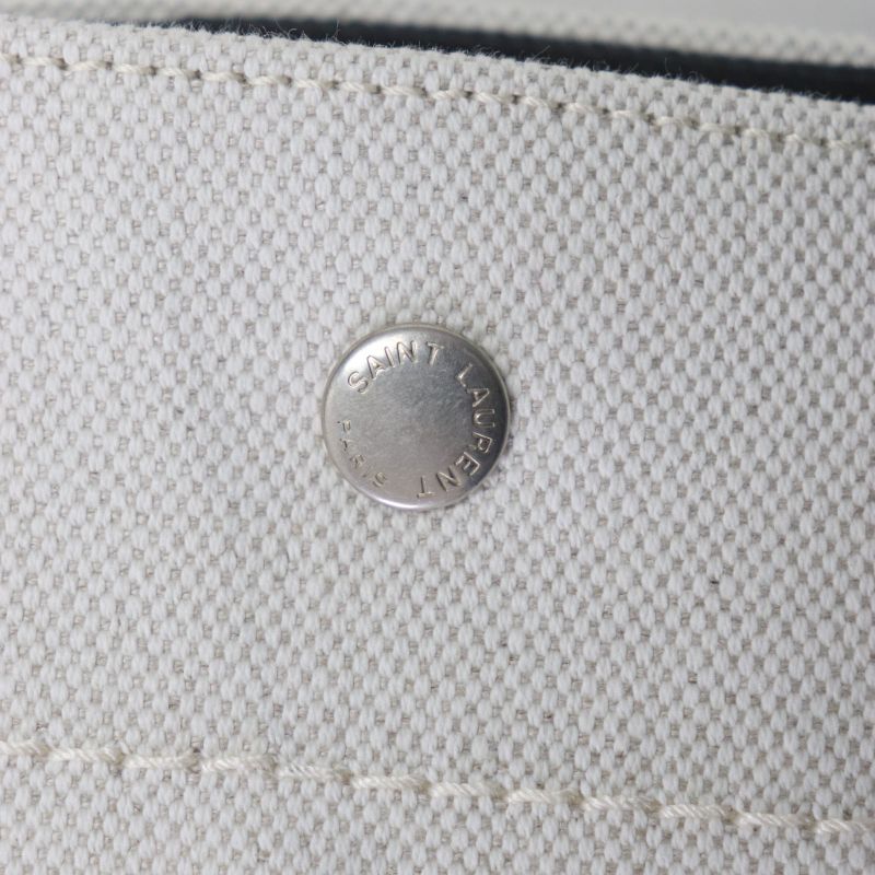  Saint Laurent Paris 509415 Rive Gauche Logo Canvas Leather Tote Bag Beige