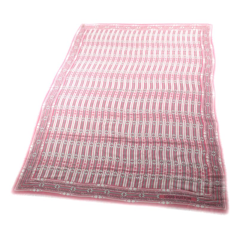 Louis Vuitton M78730 100% Cashmere Fringed Logo Design Large Size Stole Shawl